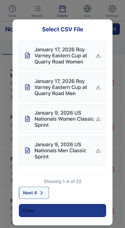 CSV start list import from race events